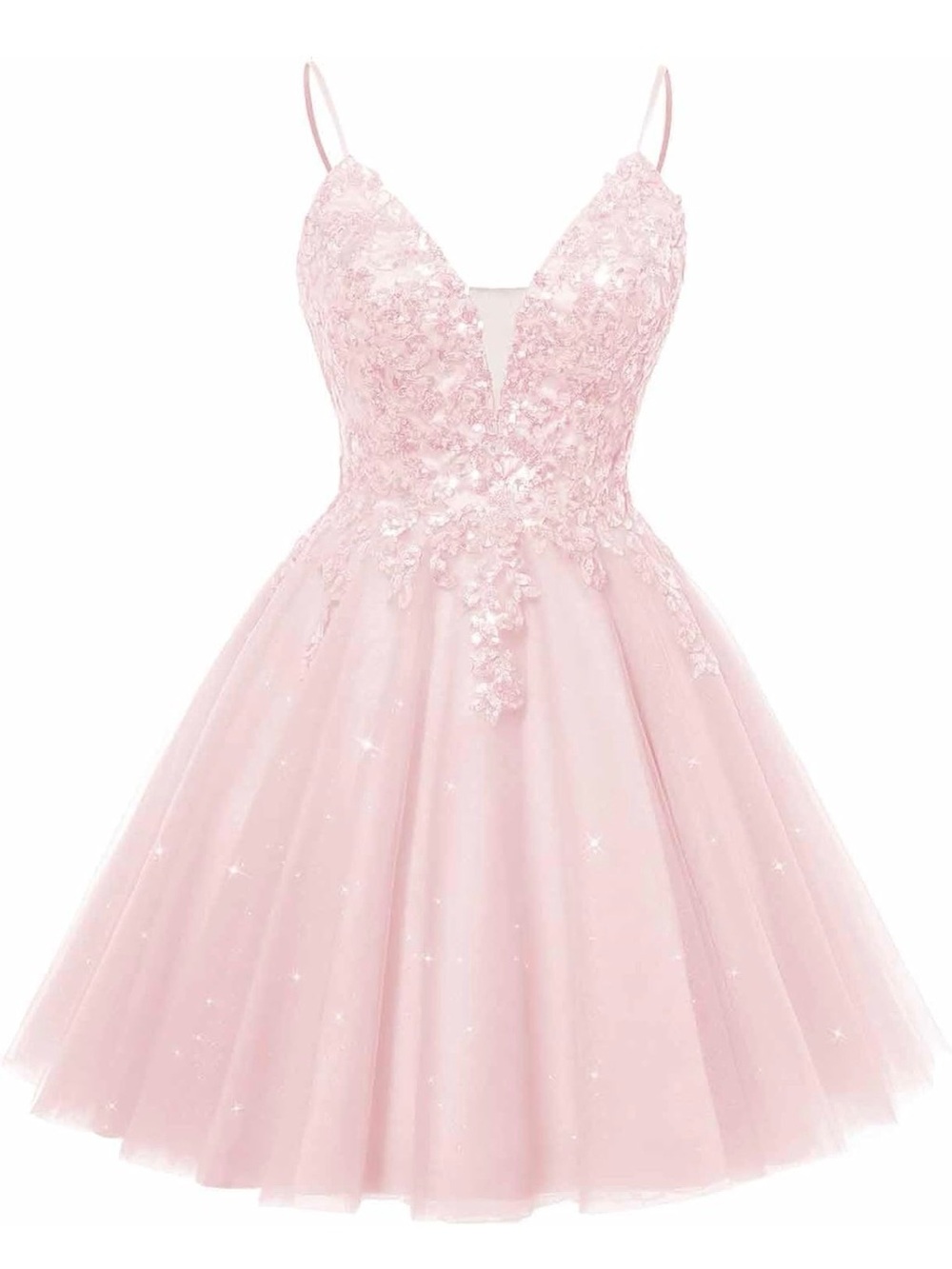 Girls' Pale Pink Sequin Lace Tulle Party Dress